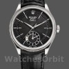Replica Rolex Cellini Dual Time 39 mm Uomo-50529-Calendario nero Guilloche Nero