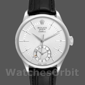 Replica Rolex Cellini Dual Time 39mm Uomo-50529-Comparto Argento Argento