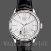 Replica Rolex Cellini Dual Time 39mm Uomo-50529-Componente argentato Sunburst-Cinturino in pelle marrone Argento