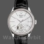 Replica Rolex Cellini Dual Time 39mm Uomo-50529-Componente argentato Sunburst-Cinturino in pelle marrone Argento