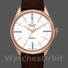 Replica Rolex Cellini Time 39 mm Uomo-50505-Cinturino in pelle marrone-Comparatore bianco Bianco