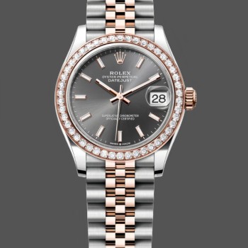 Replica Rolex Datejust donna 31-278381RBR 0018, quadrante rodio scuro, donna rodio