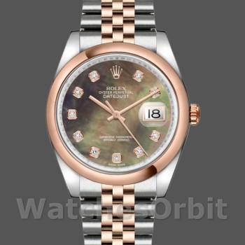 Replica Rolex Datejust 36 mm Unisex-116201-Componente nero in madreperla MOP