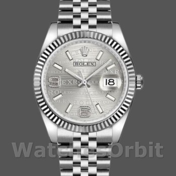 Replica Rolex Datejust 36mm Unisex-116234-0159-Rodiato Onda-Diamante Quadrante Rodio Onda Diamante