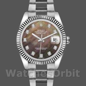 Replica Rolex Datejust 36 mm Unisex-116234-Contatore nero MOP-Diamante-Automatico Nero MOP Diamante