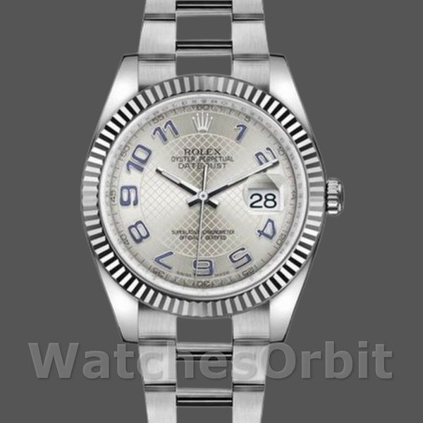 Replica Rolex Datejust 36mm Unisex-116234-Ghiera argentata Quadrante argentato-Ghiera scanalata Argento