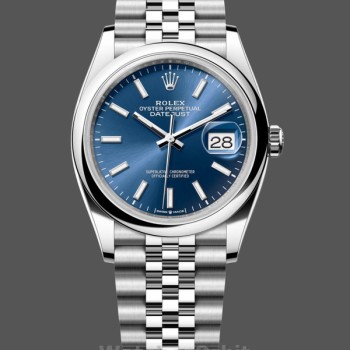 Replica Rolex Datejust 36mm Unisex-126200-Comparto indicizzato blu-Giubileo-Acciaio inossidabile blu