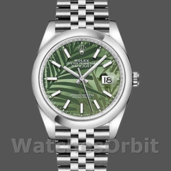 Replica Rolex Datejust 36 mm Unisex-126200-Calendario verde oliva con motivo a palme Verde<br />