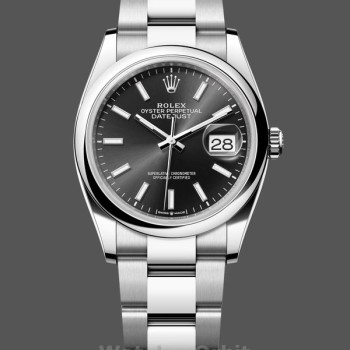 Replica Rolex Datejust 36 mm Unisex-126200-Acciaio inossidabile-Comparto nero Nero