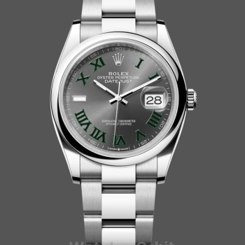 Replica Rolex Datejust 36 mm Unisex-126200-Acciaio inossidabile-Grigio quadrante Wimbledon Grigio
