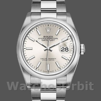 Replica Rolex Datejust 36mm Unisex-126200-Acciaio inossidabile-Calendario argentato Argento