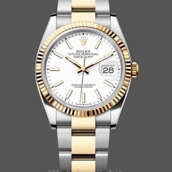 Replica Rolex Datejust 36mm Unisex-126233 0020-Comparatore bianco Indice Donna Bianco
