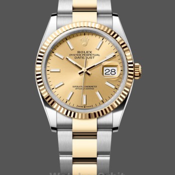 Replica Rolex Datejust 36 mm Unisex-126233-Champagne Quadrante indicizzato Champagne