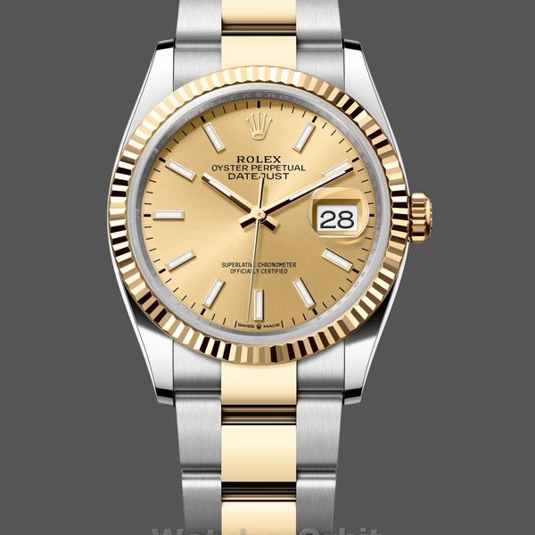 Replica Rolex Datejust 36 mm Unisex-126233-Champagne Quadrante indicizzato Champagne