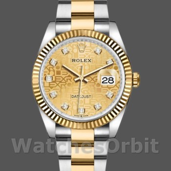 Replica Rolex Datejust 36mm Unisex-126233-Champagne Quadrante giubileo Champagne