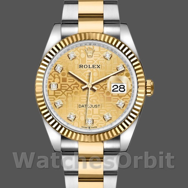 Replica Rolex Datejust 36mm Unisex-126233-Champagne Quadrante giubileo Champagne