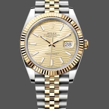 Replica Rolex Datejust 36mm Unisex-126233-Champagne Quadrante con motivo e lunetta scanalata Champagne