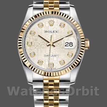 Replica Rolex Datejust 36mm Unisex-126233-Argento Quadrante Jubilee-Ghiera scanalata Argento