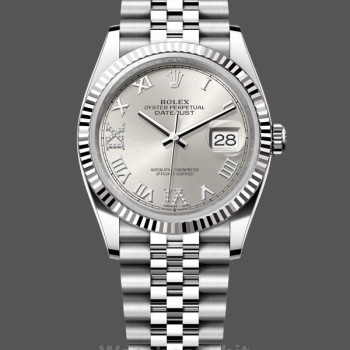 Replica Rolex Datejust 36 mm Donna-126234 0029-Argento Quadrante Romano Diamante Argento Unisex