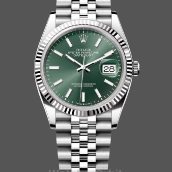 Replica Rolex Datejust 36 mm Unisex-126234-Acciaio inossidabile-Comparto verde menta Verde menta