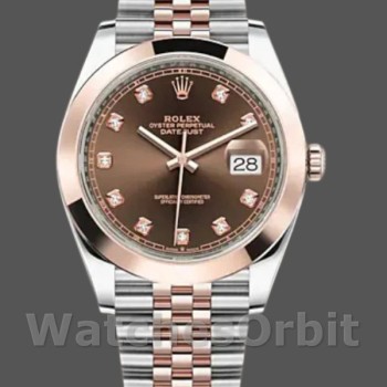 Replica Rolex Datejust 41 mm Uomo-126301-Oro rosa-Diamanti marrone cioccolato Quadrante marrone cioccolato
