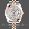 Replica Rolex Datejust 41 mm Uomo-126301-oro rosa-argento quadrante con motivo scanalato Argento