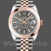 Replica Rolex Datejust 41 mm Uomo-126301-oro rosa-argento grigio quadrante a motivi scanalati Grigio