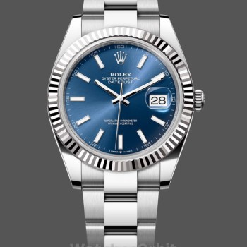 Replica Rolex Datejust 41 mm Uomo-126334 0001-Ghiera scanalata-Comparto blu Blu