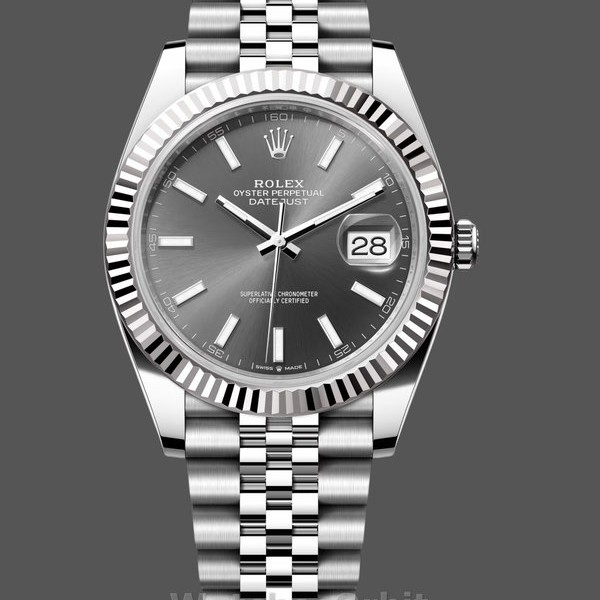 Replica Rolex Datejust-126334 0014, 41 mm, quadrante grigio rodio scuro, Uomo