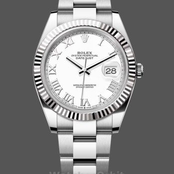 Replica Rolex Datejust 41 mm Uomo-126334 0023-Ghiera scanalata-Calendario romano bianco Bianco