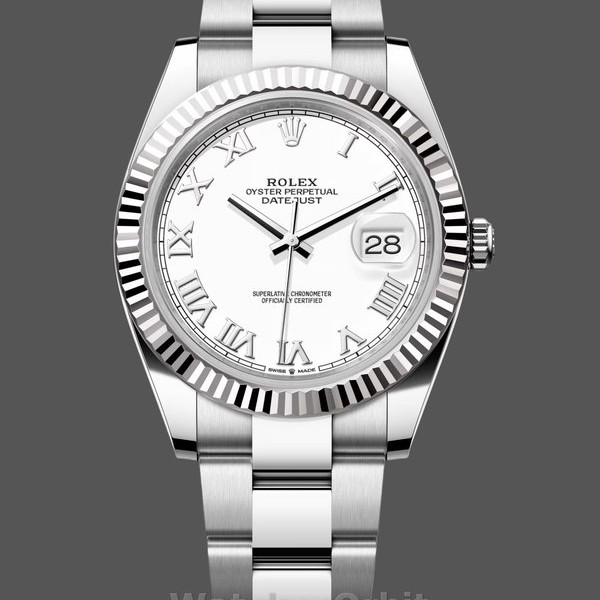 Replica Rolex Datejust 41 mm Uomo-126334 0023-Ghiera scanalata-Calendario romano bianco Bianco