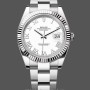 Replica Rolex Datejust 41 mm Uomo-126334 0023-Ghiera scanalata-Calendario romano bianco Bianco