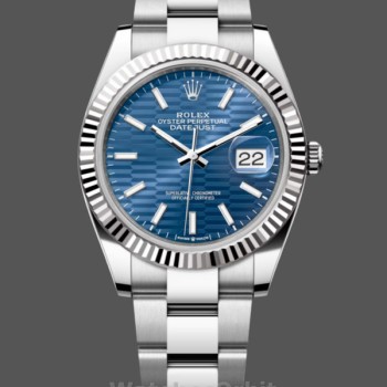 Replica Rolex Datejust 41 mm Uomo-126334-Ghiera scanalata-Motivo blu Quadrante blu
