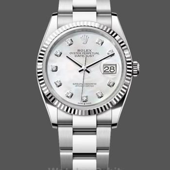 Replica Rolex Datejust 41 mm Uomo-126334-Ghiera scanalata-Comparatore bianco MOP MOP