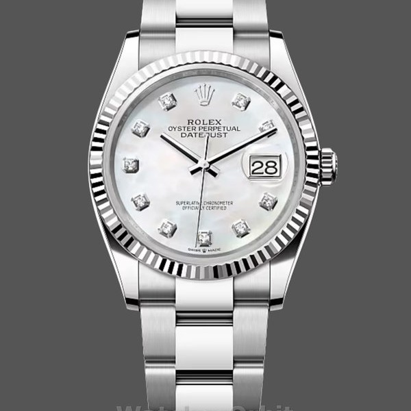 Replica Rolex Datejust 41 mm Uomo-126334-Ghiera scanalata-Comparatore bianco MOP MOP