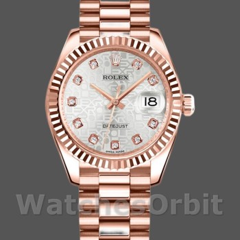 Replica Rolex Datejust-178275 da donna, 31 mm, quadrante oro Everose Jubile Silver, Lady Silver