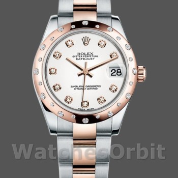 Replica Rolex Datejust 31 mm Donna-178341-Madreperla bianca Quadrante con diamanti MOP