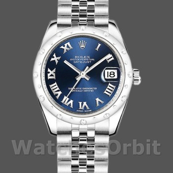 Replica Rolex Datejust 31 mm Donna-178344-Blue Quadrante Romano-Bracciale Giubileo Blu