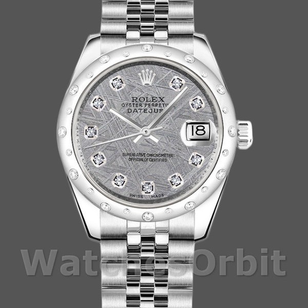 Replica Rolex Datejust 31 mm Donna-178344-Calendario grigio meteorite Grigio meteorite