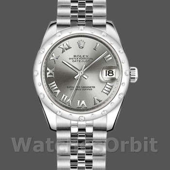 Replica Rolex Datejust 31 mm Donna-178344-Componente grigio rodio-Bracciale giubileo Grigio