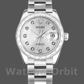 Replica Rolex Datejust 31 mm Donna-178344-Argento Giubileo Quadrante Diamante Argento