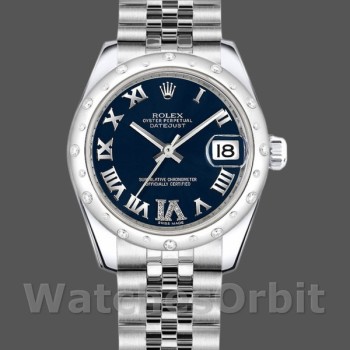 Replica Rolex Datejust 31 mm Donna-178344-Comparto blu con diamanti-Acciaio inossidabile Blu