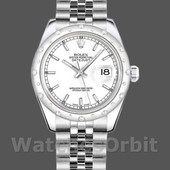 Replica Rolex Datejust 31 mm Donna-178344-Calrante bianco-Acciaio inossidabile Bianco