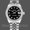 Replica Rolex Datejust 31 mm Donna-178384-Dal quadrante nero con diamanti-Ghiera nera con diamanti<br />