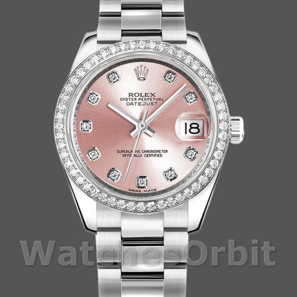 Replica Rolex Datejust-178384 da donna, 31 mm, quadrante con diamanti rosa, lunetta con diamanti, Lady Pink