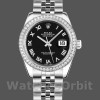 Replica Rolex Datejust 31 mm Donna-178384-Calendario romano nero-Acciaio inossidabile Nero
