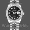 Replica Rolex Datejust 31 mm Donna-178384-Calendario nero Sunburst-Acciaio inossidabile Nero