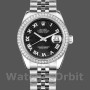 Replica Rolex Datejust 31 mm Donna-178384-Calendario nero Sunburst-Acciaio inossidabile Nero