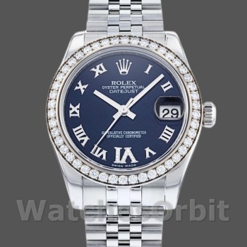 Replica Rolex Datejust 31 mm Donna-178384-Calare blu con diamanti-Acciaio inossidabile Blu