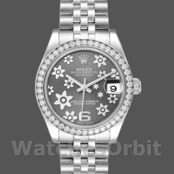 Replica Rolex Datejust 31 mm Donna-178384-Calendario floreale con diamanti-Acciaio inossidabile floreale<br />